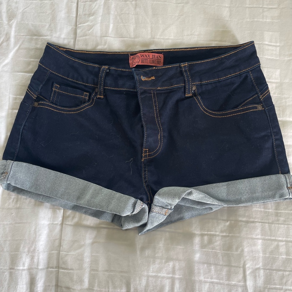 Wax Jean Women's Navy Blue Rolled Cuff Shorts